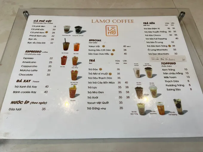 Menu Là Mơ Coffee